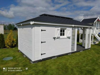 FERIENHAUS GARTENHAUS GARTENLAUBE ÜBERDACHUNG KLEBEDACH MIT HOLZ