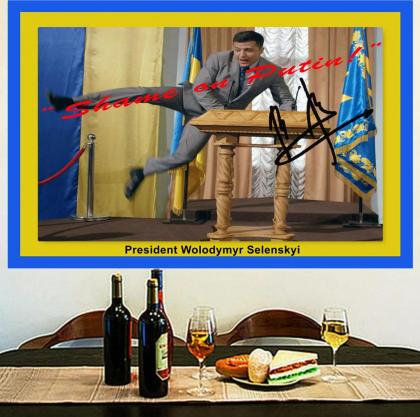 Ukraine Präsident Wolodymyr Zelenskyi. Signiertes Wandbild. Souvenir. Geschenkid