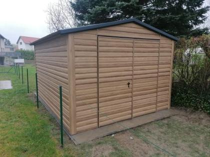 Blechgarage Garage Geräteschupppen 3x4 m verzinkt KFZ Lager Holzoptik