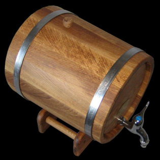 Fass aus Eiche mit Untergestell -10L, mit Reifen aus Edelstahl