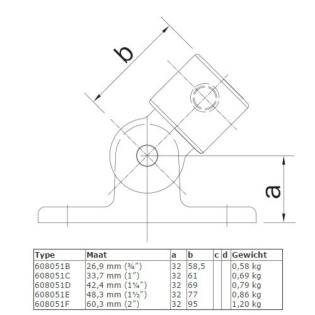 Rohrverbinder Gelenkfuss 21, 3-60, 3mm Feuerverzinkter Konstruktion