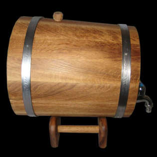 Fass aus Eiche mit Untergestell -10L, mit Reifen aus Edelstahl