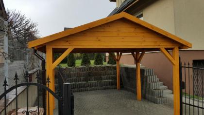 HOLZÜBERDACHUNG FÜR AUTO GARAGENVORDACH GARTENHAUS 3, 5x5m BITUMENSCHINDELN NEU