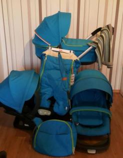 Stokke Crusi Urban Blue + aller Zubehör