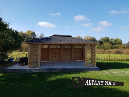 2-ECK LAUBE GARTENHÄUSCHEN AUS MASSIVHOLZ PAVILLON GRILLPAVILLON GARTEN 6x4m