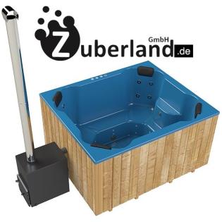 Zuber, Badebottich, Badefass, Outdoor Pool rechteckig 2x1, 7m mit Thermoholzumra
