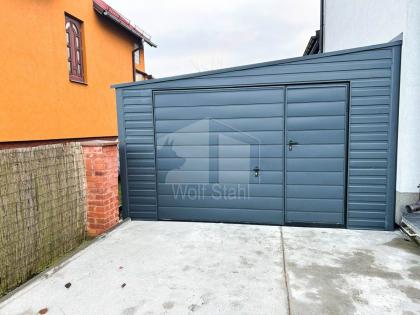  Blechgarage 4x6m Metallgarage Fertiggarage Garage mit Schwingtor Gartenhaus mit