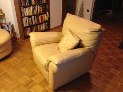 Natuzzi Designer Couch/ Sofa Garnitur in Vanille, Echtleder