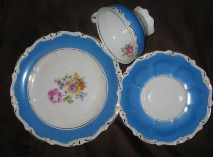  DDR  Sammelgedeck, Kahla, A. F. 14, 3teilig, Golddekor