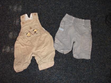 Eine Sommerlatzhose und eine Sommerhose in Grau - beide Hosen in 50
