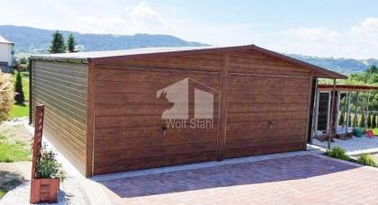 Blechgarage 7x7m Metallgarage Fertiggarage Doppelgarage Holzoptik Individuelle P