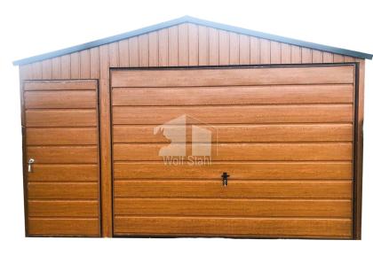 Blechgarage 4x6m Metallgarage Fertiggarage Garage mit Schwingtor Holzoptik GP95