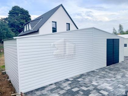 Blechgarage 8x4,5m Garage mit Satteldach Schuppen für Garten Werkzeugschuppen G