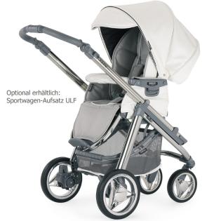 Weißer Kinderwagen mit sportlichem Gestell von Bebecar NEU