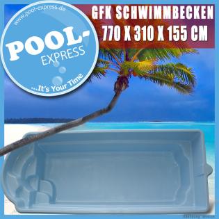 GFK Schwimmbecken 7.7 x 3.2 x 1,55 GFK Pool vollisoliert fertigpool einbaubecken