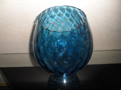 Grosser Pokal Glas blau mit Fuss