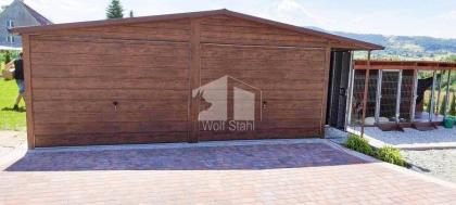 Blechgarage 7x7m Metallgarage Fertiggarage Doppelgarage Holzoptik Individuelle P
