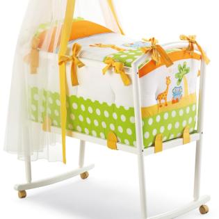 Babywiege Gigi & Lele komplett Set - Stubenwagen mit bunten Textilien NEU Made i