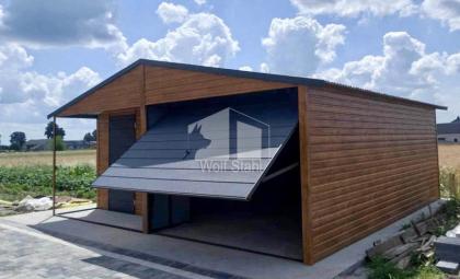  Blechgarage 6x6m Metallgarage Fertiggarage Holzoptik Gartenhaus Carport und Gar