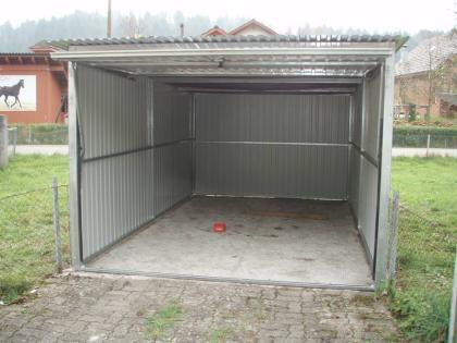 Garage Blechgarage Metallgarage Schuppen Fertiggarage Lager - 3 x 6 m mit Sattel