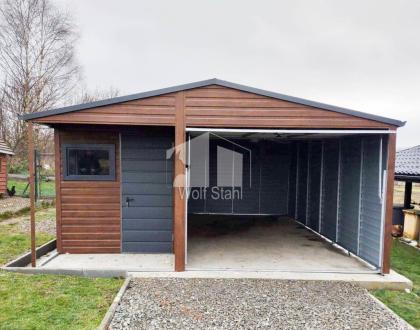 Blechgarage 5x6m Metallgarage Fertiggarage Stahlgarage  Holzoptik Günstige Preis