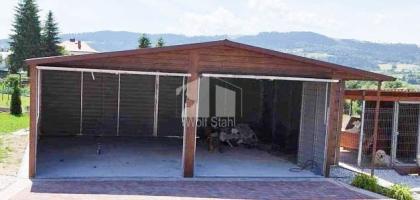 Blechgarage 7x7m Metallgarage Fertiggarage Doppelgarage Holzoptik Individuelle P