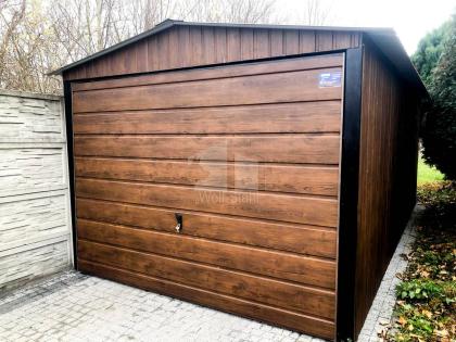  Blechgarage 3x6m Metallgarage Fertiggarage Garage mit Schwingtor Holzoptik GP77