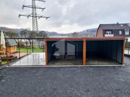  Blechgarage 6x6m Carport und Garage Doppelgarage Metallgarage Transport + Aufba