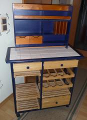 TOP! schöner Küchenwagen inkl. separatem Küchenregal, (blau/naturholz)