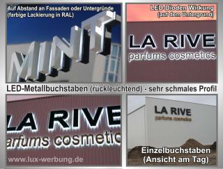 Leuchtreklame Leuchtbuchstaben Profilbuchstaben Gravurkästen 3D Plexibuchstaben 