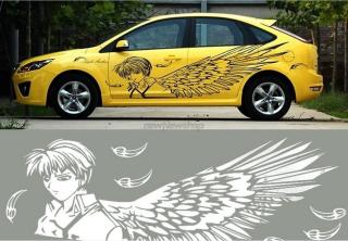 Auto Aufkleber PVC Abziehbild männlich Engel Pattern weiss