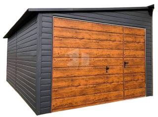 Blechgarage 3,5x6m Metallgarage Fertiggarage Gartenschuppen Holzoptik GP90