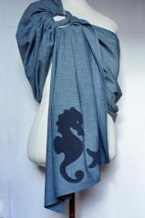 SOMMERLEICHTER Denim Baby Ring Sling Tragetuch Carrier 160-250x70 Jeansblau