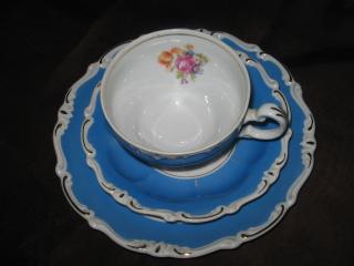  DDR  Sammelgedeck, Kahla, A. F. 14, 3teilig, Golddekor