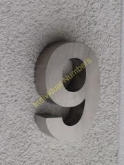 3D Hausnummer in Edelstahl 190mm Hoch und 40mm Tief - Nr. 9