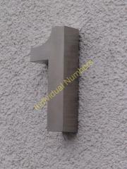 3D Hausnummer in Edelstahl 190mm Hoch und 40mm Tief - Nr. 1