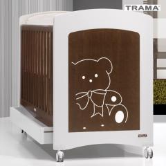 Schönes Kinderbett TRAMA 60x120 cm KIARO Kiefer Holz mit Räder, Seitengitter NEU