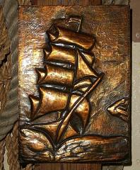 Kupfer relief bild segelschiff
