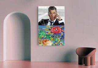 PIERCE BROSNAN Souvenir Kunst Geschenk 60x40 cm mit Rahmen! NEU!