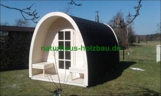 Sauna Pod, massives Naturhaus Saunapod in 46 mm und 58 mm Wandstärke, massive Sa