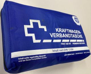 Kraftwagen-Verbandtasche, KFZ-Verbandtasche, first-aid kit, premiers secours. Un