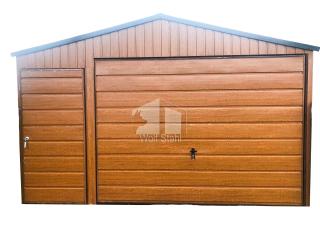 Blechgarage 4x6m Metallgarage Fertiggarage Garage mit Schwingtor Holzoptik GP95